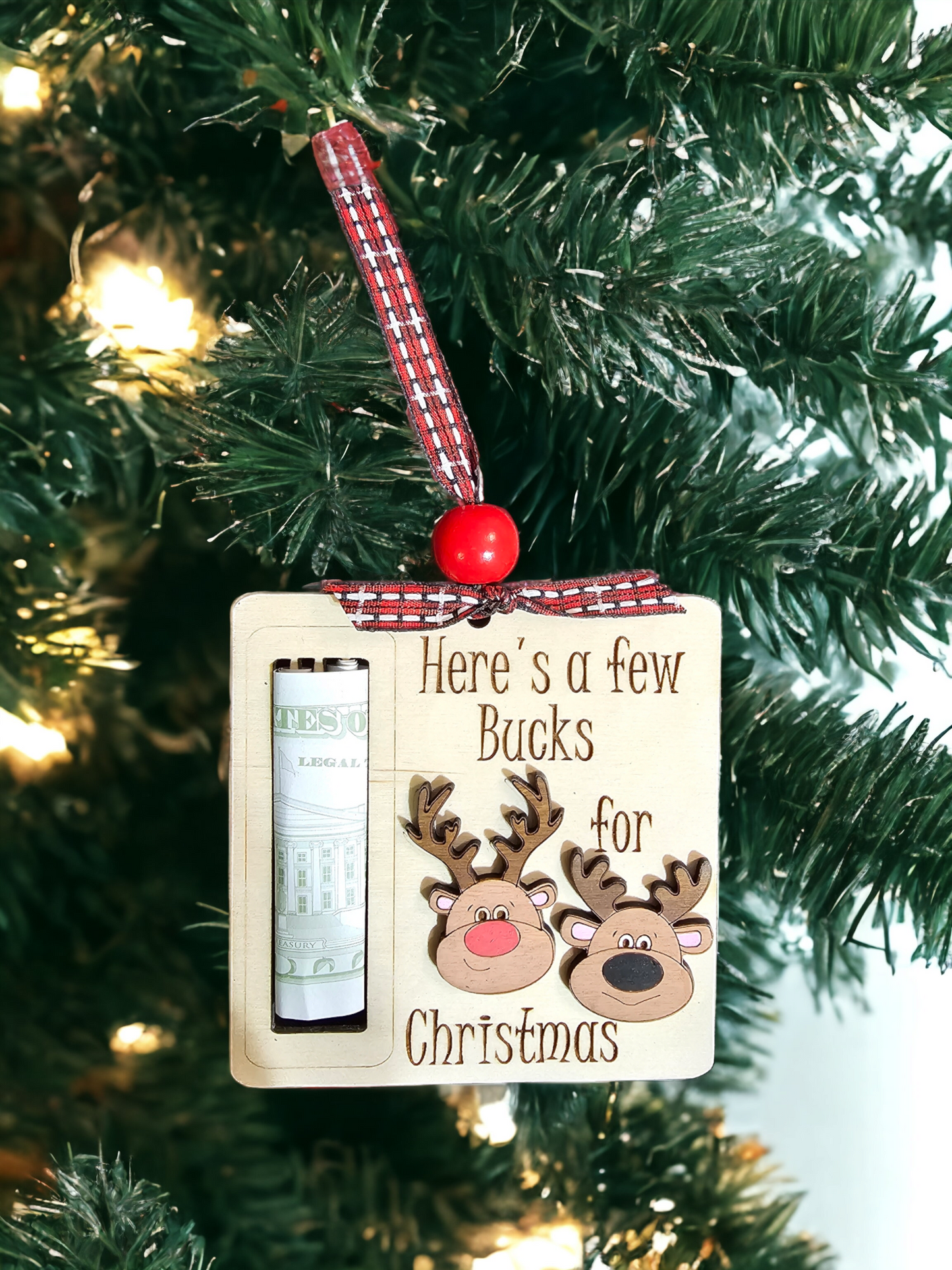 Couple Bucks money ornament