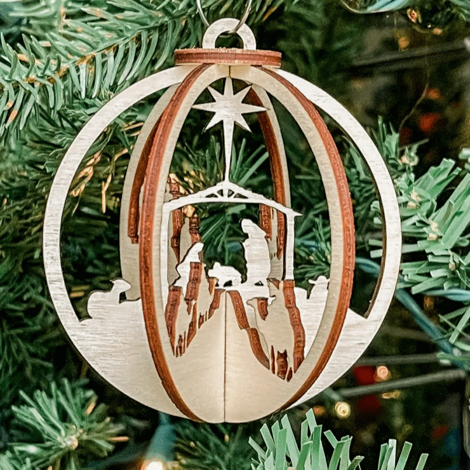 This 3.5" ornament captures the spirit of the holiday season. Crafted with natural birch wood and laser-cut with precision, it arrives within 5-7 days of ordering