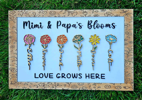 Love Blooms Here Personalized Birth Month Flower Garden Sign