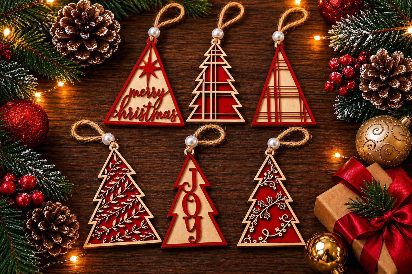 Christmas Tree 6 ornament set