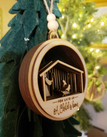 Stacked 3D Nativity Ornament