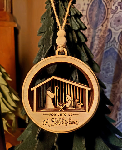 Celebrate the holiday season with this unique Stacked 3D Nativity Ornament. This one-of-a-kind ornament is laser cut from birch wood, featuring 7 layers that form a 3.5" circle and depict the Holy Family and the nativity - perfect for cherishing forever! Place your order and make it part of your family's holiday tradition today. So cute, you'll wonder why it took so long!  ships in 5 to 7 business days