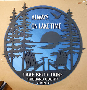Crafted with birch wood and laser cut for a precise finish, this Always on Lake Time Home Decor Sign is the perfect addition to your home décor. The two-layer design measures approximately 12" round, and can be personalized to make it uniquely yours. Plus, it ships in just 5 to 7 business days. Enjoy life's simple pleasures and add this sign to your home today.