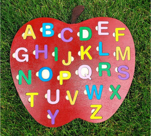 The ABC Apple shaped wooden puzzle is the ideal activity for preschoolers and toddlers. The 11.3 x 11 laser-cut birchwood pieces are hand-painted for a bright, colorful look. Suitable for ages 3 and above, this puzzle will engage and entertain for hours. Ships within 5-7 business days.