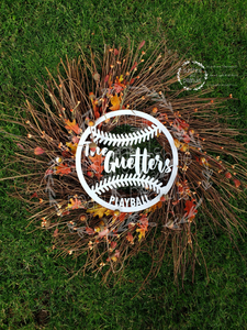 Show your team spirit! Perfect for those Athletic Families.  Add it to a wreath or just hang it on your door.  Perfect for Housewarming or Wedding gifts.    This is for one sports sign only.  Wreath is not included and is for display purposes only.  Choose from Baseball, Basketball, Football.