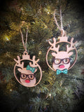  Set your holiday tree apart with this unique Reindeer Ornament with Glasses. Featuring hand-painted accents and your choice of either a Boy or Girl, this 4" ornament is the perfect addition to your holiday décor. Each ornament is custom-made to order so you can be sure it will be ready to ship in 5-7 days. Create a one-of-a-kind look for your home this season with this charming Reindeer Ornament.