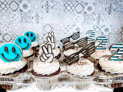 Let your cakes add some "cool" with these cake toppers! Don't just settle for a bakery-basic birthday cake - jazz it up with these personalized two fingers, smiley face, and cool shades. Your birthday celebrations will never look the same!